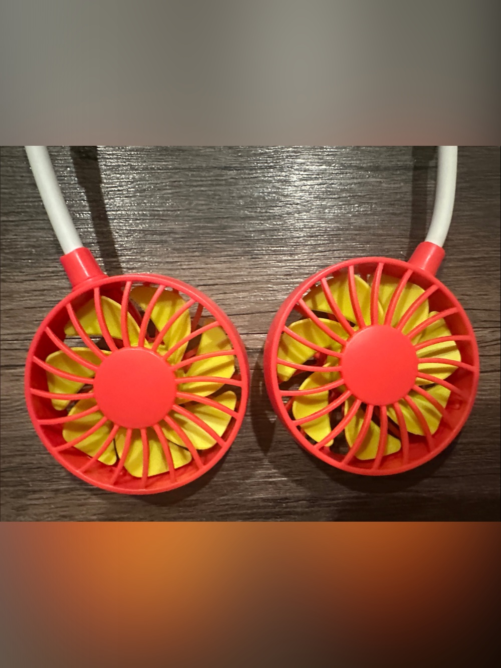 Cool Fans Neon Green & Coral Hands-Free Neck Fan - Picture 3 of 3